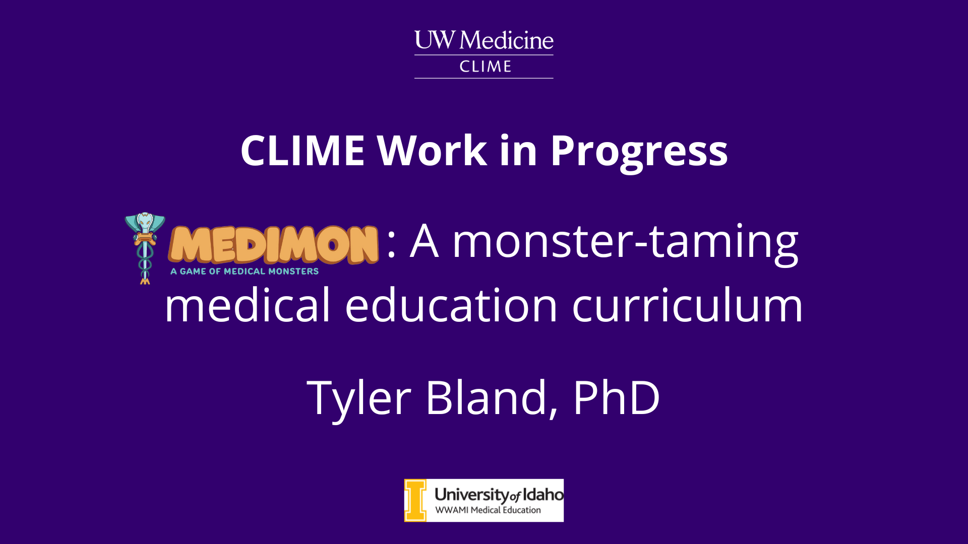 CLIME Work in Progress: Tyler Bland, PhD Banner